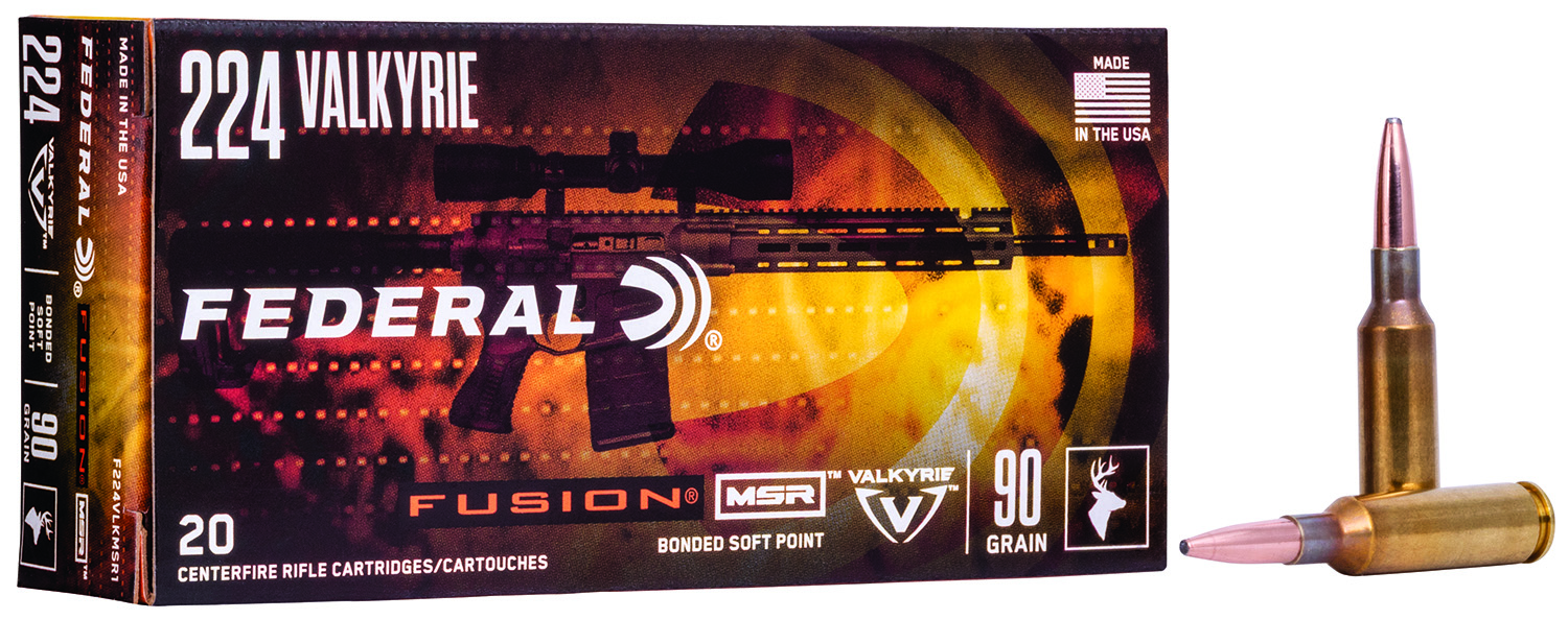 Federal F224VLKMSR1 Fusion MSR 224Valkyrie 90gr Bonded Soft Point 20 Per Box/10 Case