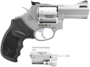 Taurus 2-692039 692 Medium 38 Special +P/357 Mag/9mm Luger 7 Shot 3" Matte Stainless Ported Barrel, Cylinder & Frame, Black Ribber Grip, Transfer Bar Safety, Exposed Hammer, 2 Cylinders