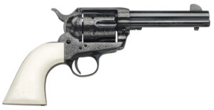 Taylors & Company 200056 1873 Cattleman Outlaw Legacy 45 Colt (LC) Caliber with 4.75" Barrel, 6rd Capacity Cylinder, Overall Blued Engraved Finish Steel & Ivory Synthetic Grip