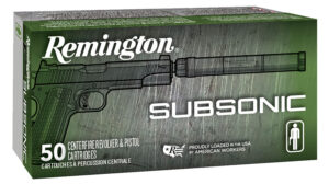 Remington Ammunition 28435 Subsonic 9mmLuger 147gr Flat Nose Enclosed Base 50 Per Box/10 Case