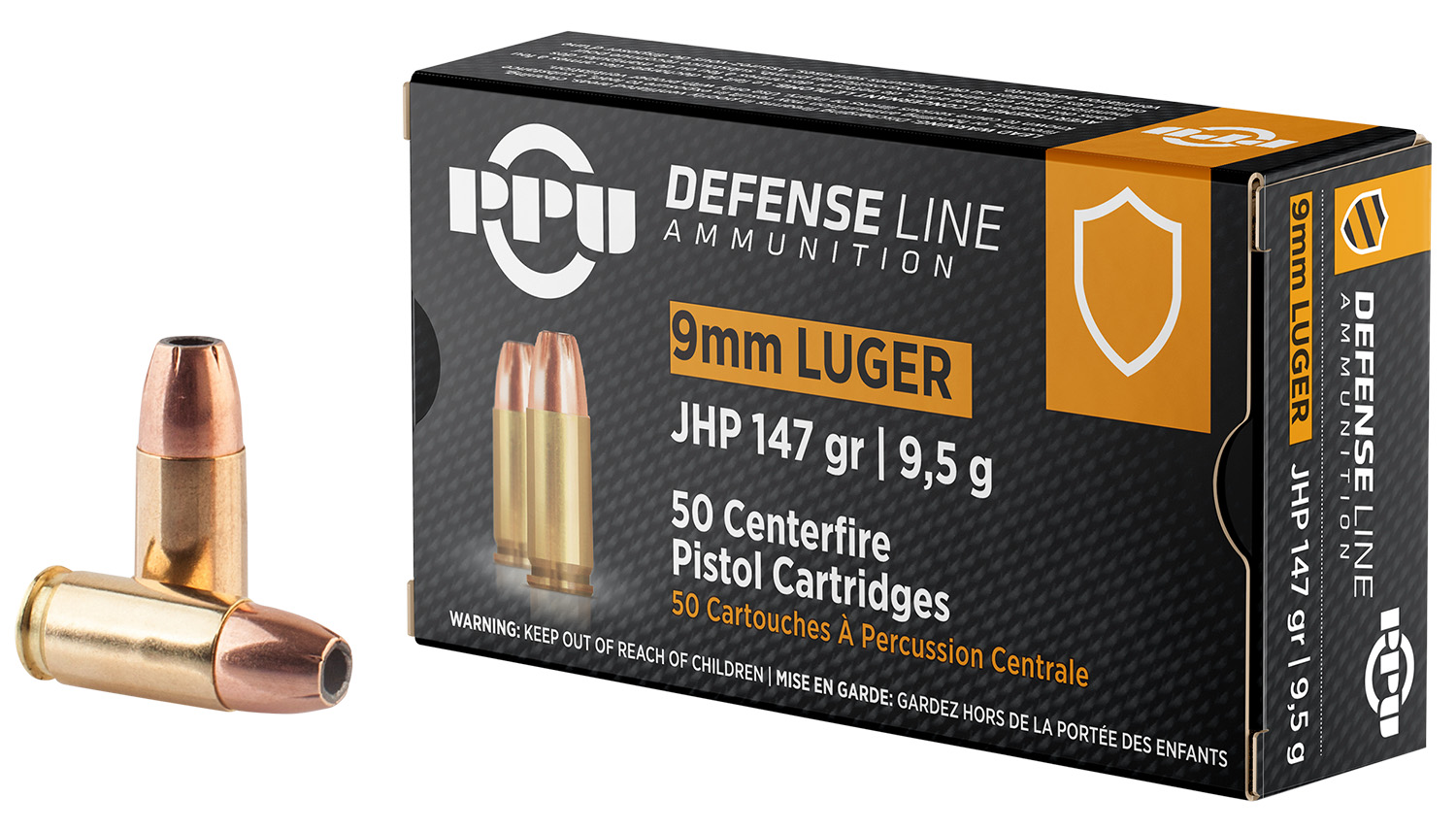 PPU PPD92 Defense 9mmLuger 147gr Jacketed Hollow Point 50 Per Box/20 Case