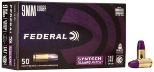 Federal AE9SJ3 Syntech Training Match 9mmLuger 147gr Total Syntech Jacket Flat Nose 50 Per Box/10 Case