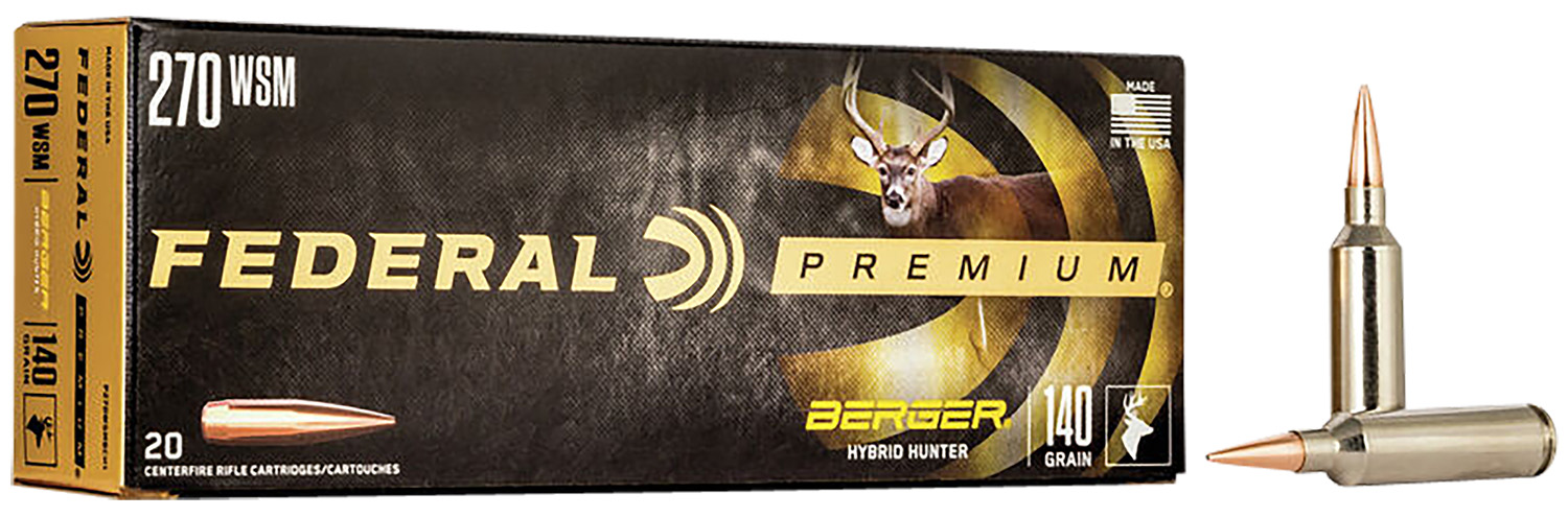 Federal P270WSMBCH1 Premium 270WSM 140gr Berger Hybrid Hunter 20 Per Box/10 Case