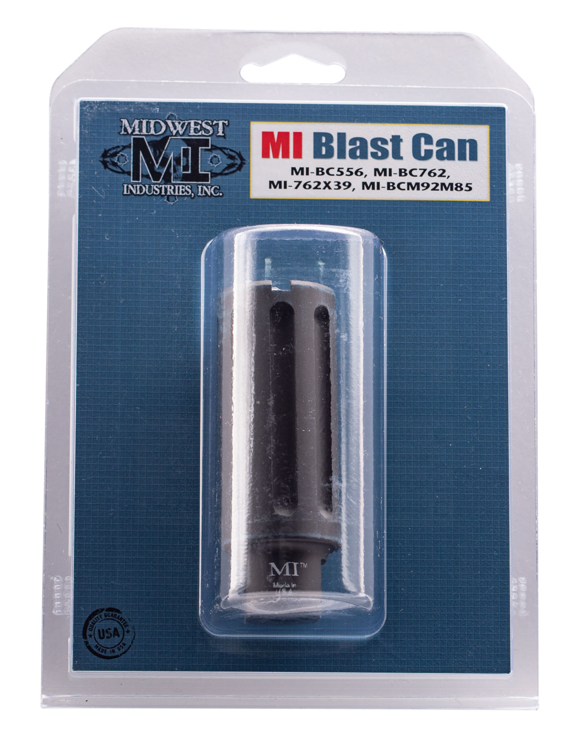 Midwest Industries MIBC556 Blast Can Black Hardcoat Anodized 6061-T6 Aluminum with 1/2"-28 tpi Threads, 3.38" OAL & 1.20" Diameter for 5.56x45mm NATO AR-Platform