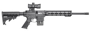 Smith & Wesson 12723 M&P15 Sport OR 22 LR 10+1  16.50" Carbon Steel Barrel, Adjustable 6 Position Stock, M&P100 4MOA Red/Green Dot, A2 Flash Hider, Functioning Charging Handle, 2 Position Safety