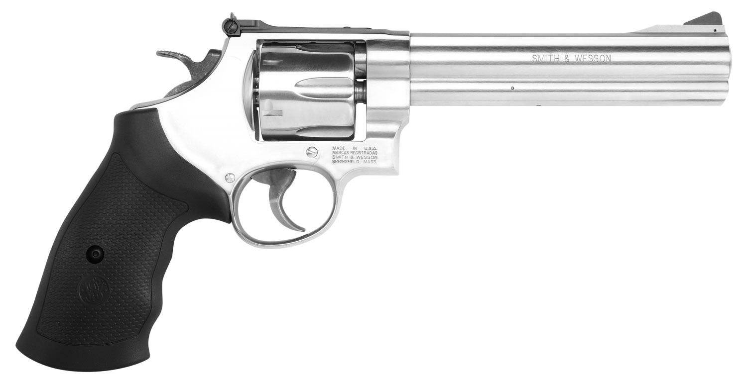 Smith & Wesson 12462 Model 610 N-Frame 10mm Auto/40 S&W 6 Shot 6.50" Stainless Steel Barrel, Cylinder & Frame, Black Finger Grooved Grip, Internal Lock Safety, Exposed Hammer
