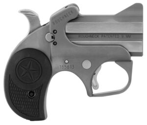 Bond Arms BARN Roughneck 9mm Luger 2 Shot 2.50" Rough Matte Stainless Steel Barrel & Frame, Black Rubber Grips