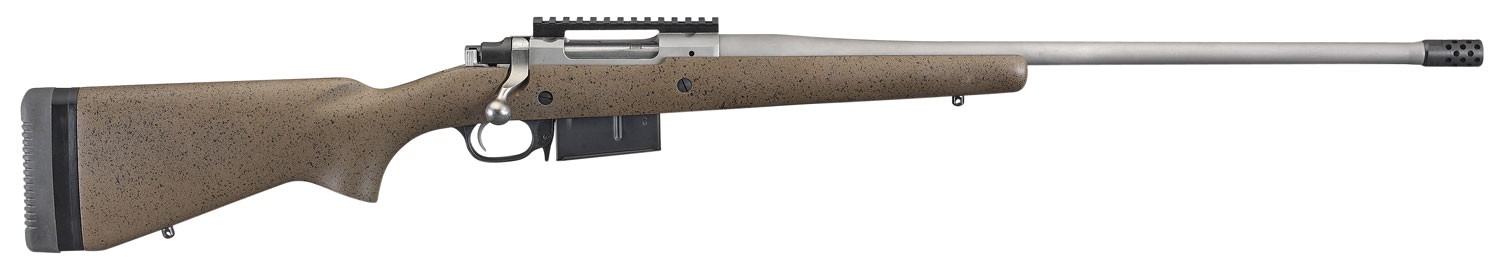 Ruger 47197 Hawkeye Long-Range Hunter Full Size 6.5 PRC 3+1 22" Matte Stainless Steel Threaded Barrel, Picatinny Rail Stainless Steel Receiver, Black Speckled Brown Adj LOP Laminate Stock