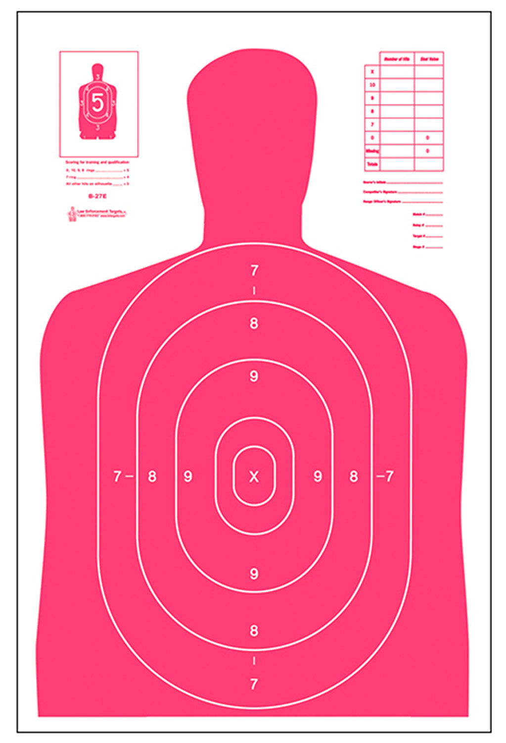 Action Target B27ERD100 Qualification High Visibility Fluorescent Silhouette Paper 23" x 35" Red/White 100 Per Box