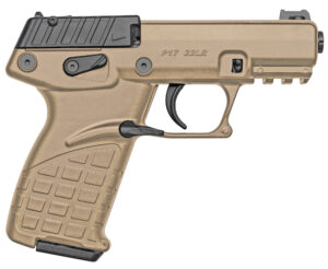Kel-Tec P17TAN P17  Compact Frame 22 LR 16+1 3.80" Black Steel Threaded Barrel, Tan Serrated Slide, Tan w/Black Controls Polymer Frame w/Picatinny Rail, Textured Grip, Ambidextrous