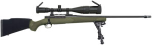 Mossberg 28122 Patriot Night Train 300 Win Mag Caliber with 3+1 Capacity, 24" Barrel, Matte Blued Metal Finish, OD Green Stock Right Hand Includes 6-24x50mm Scope & Bipod