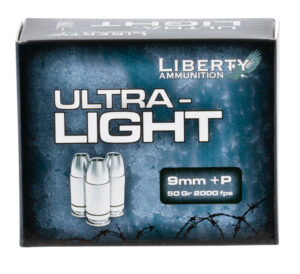 Liberty Ammunition LAUL9052 Ultra-Light 9mmLuger+P 50gr Lead Free Fragmenting Hollow Point 20 Per Box/10 Case