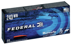 Federal V243VM75 Varmint & Predator 243Win 75gr Hornady V-Max 20 Per Box/10 Case