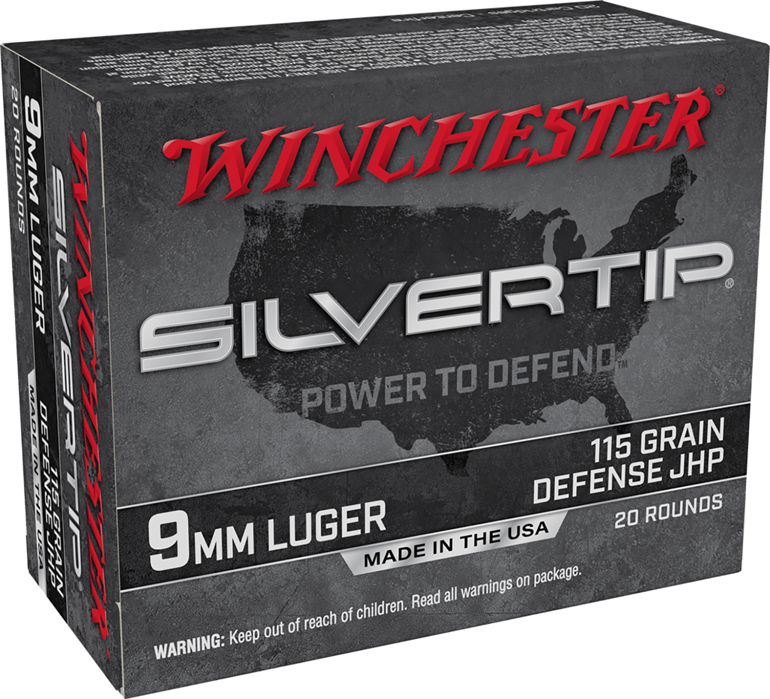 Winchester Ammo W9MMST Silvertip 9mmLuger 115gr Silvertip Jacket Hollow Point 20 Per Box/10 Case