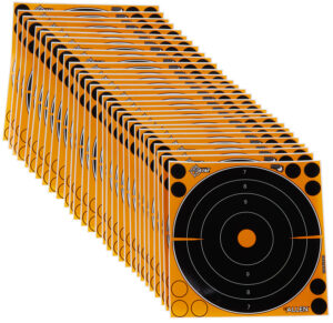 EZ-Aim 15221 Splash Reactive Self-Adhesive Paper Black/Orange 8" Bullseye 30 Pack