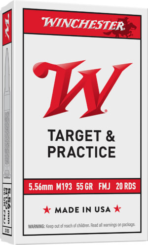 Winchester Ammo WM193K USA M193 5.56x45mmNATO 55gr Full Metal Jacket Lead Core 20 Per Box/50 Case