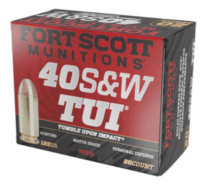 Fort Scott Munitions 400125SCV Tumble Upon Impact (TUI) 40S&W 125gr Solid Copper Spun 20 Per Box/25 Case
