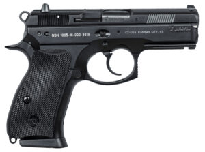 CZ-USA 91199 P-01 Compact Frame 9mm Luger 15+1 3.75" Black Steel Barrel, Black Steel Serrated Slide, Black Polycoat Aluminum Frame w/Beavertail, Black Rubber Grip, Right Hand