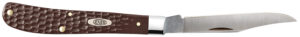 Case 00135 Trapper Slimline 3.25" Folding Clip Point Plain Mirror Polished Tru-Sharp SS Blade, Brown Jigged Synthetic Handle