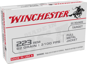 Winchester Ammo W223FMJ62 USA 223Rem 62gr Full Metal Jacket 20 Per Box/50 Case