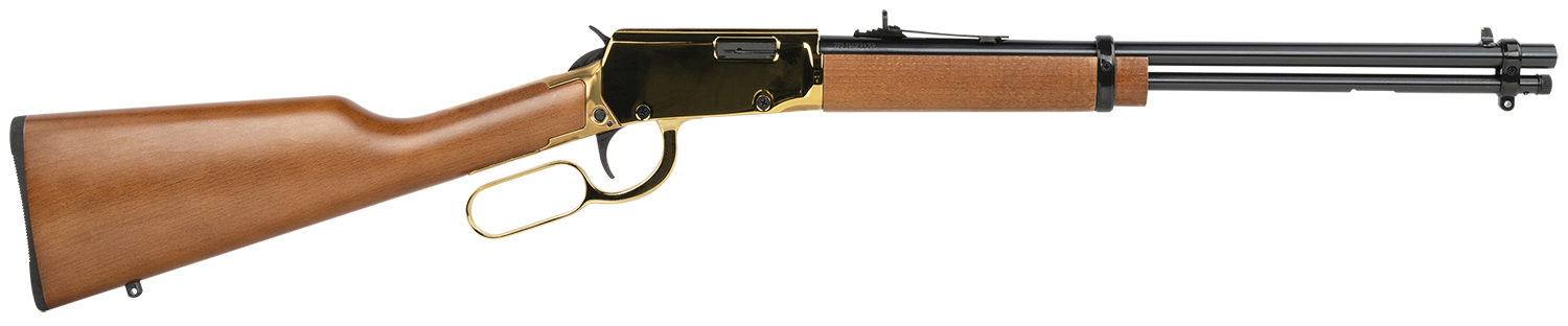 Rossi RL22181WD-GLD1 Rio Bravo 22 LR 15+1 18" Polished Black Barrel, Gold Metal Rec, Hardwood Furniture