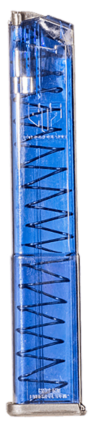 ETS Group GLK18G2BLU Pistol Mags  31rd Extended w/Gen2 Floor Plate 9mm Luger Compatible w/ Glock 17/18/19/19X/26/34/45 Clear Blue Polymer