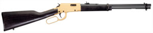 Rossi RL22181WD-GLD2 Rio Bravo 22 LR 15+1 18" Polished Black Barrel, Gold Finish Rec, Black Hardwood Stock