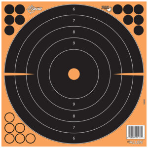 EZ-Aim 1531725 Splash Reactive Self-Adhesive Paper Black/Orange 12"x12" Bullseye 25 Pack