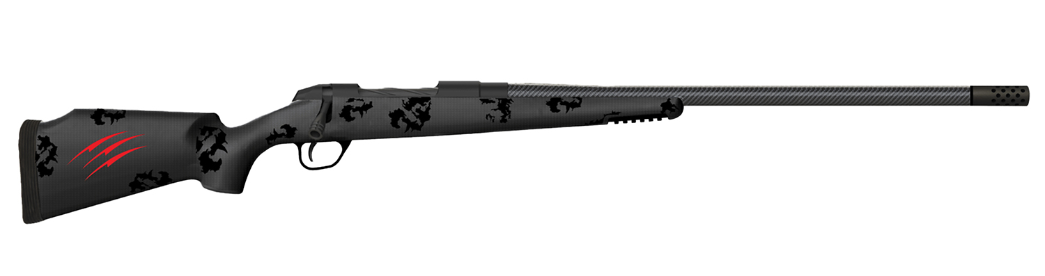 Fierce Firearms FCTRG300PRC24BBO CT Rage 300 PRC Caliber with 3+1 Capacity, 24" Carbon Fiber Barrel, Black Cerakote Metal Finish & Blackout Camo Fixed Fierce Tech C3 Stock, Right Hand (Full Size)