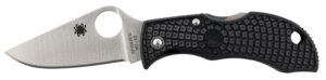 Spyderco MBKP Manbug  1.95" Folding Plain Stonewashed VG-10 SS Blade, Black FRN Handle