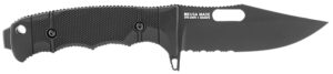 S.O.G SOG17210157 Seal FX 4.30" Fixed Clip Point Part Serrated Black Cerakote CPM S35VN SS Blade/Black GRN/SS Handle Includes Sheath