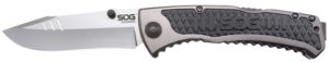 S.O.G SOG-SW1011-C Sideswipe 3.40" Folding Clip Point Plain Bead Blasted 7Cr15MoV SS Blade Gray Anodized Aluminum/G10 Handle Includes Belt Clip
