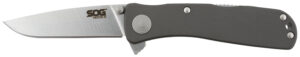 S.O.G SOGTWI8CP Twitch II 2.65" Folding Drop Point Plain Satin AUS-8A SS Blade Gray Anodized Aluminum Handle Includes Belt Clip
