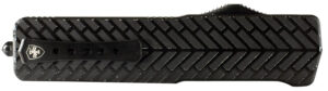 Templar Knife LAHBG52 Premium LW  Large 3.55" OTF Tanto Part Serrated Black Oxide Stonewashed D2 Steel Blade, 5.25" Black Herringbone Aluminum Handle