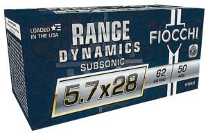 Fiocchi 57SUB62 Range Dynamics Subsonic 5.7x28mm 62gr Full Metal Jacket 50 Per Box/10 Case
