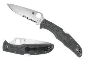 Spyderco C10PSFG Endura 4 Lightweight 3.75" Folding Part Serrated Satin VG-10 SS Blade/Foliage Green Bi-Directional Texturing FRN Handle Includes Pocket Clip