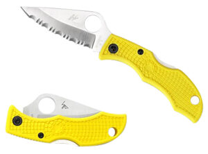 Spyderco LYLP3 Ladybug 3 Salt 1.94" Folding Plain Stonewashed H2 Steel Blade/Marine Yellow Bi-Directional Texturing FRN Handle