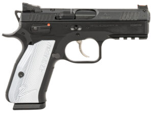 CZ-USA 91252 Shadow 2 Compact Frame 9mm Luger 15+1, 4" Black Steel Barrel, Black Nitride Serrated Steel Slide, Black Steel Frame w/Beavertail & Picatinny Rail, Ambidextrous
