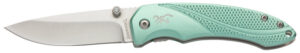 Browning 3220360 Allure EDC 2.88" Folding Drop Point Plain 7Cr17MoV SS Blade, Mint Green Textured Anodized Aluminum Handle, Includes Pocket Clip