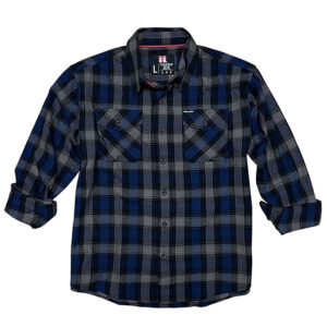 Hornady Gear 32204 Flannel Shirt XL Navy/Black/Gray, Cotton/Polyester, Relaxed Fit Button Up