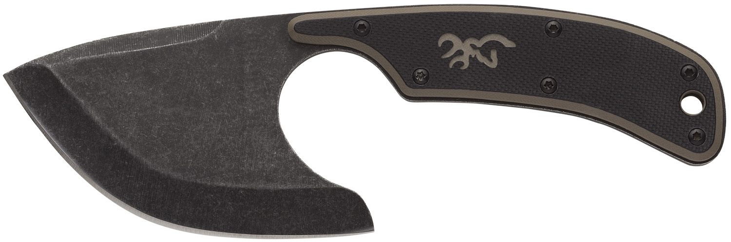 Browning 3220323B Cutoff Boxed 2.50" Fixed Skinner Plain Black Black Oxide Stonewashed 9Cr14MoV SS Blade, Black/Tan G10 Handle