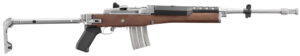 Ruger 5895 Mini-14 223 Rem/5.56 NATO 20+1 18.50" Matte Stainless Threaded Barrel, Matte Stainless Picatinny Rail Receiver, Walnut/Stainless Wood Side Folding Side Folding Stock, Black Polymer Grip