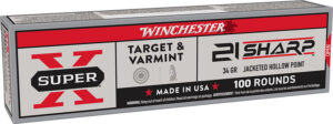 Winchester Ammo X21JHP Super X 21Sharp 34gr Jacketed Hollow Point 100 Per Box/20 Case