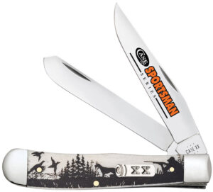 Case 81224 Trapper Sportsman Folding Clip Point/Spey Plain Mirror Polished Tru-Sharp SS Blade/Bird Dog Hunter Embellished Natural Bone Handle