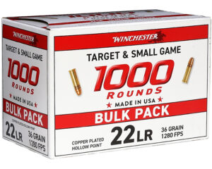 Winchester Ammo 22LR1KHP   22LR 36gr Plated Hollow Point 1000 Per Box/2 Case