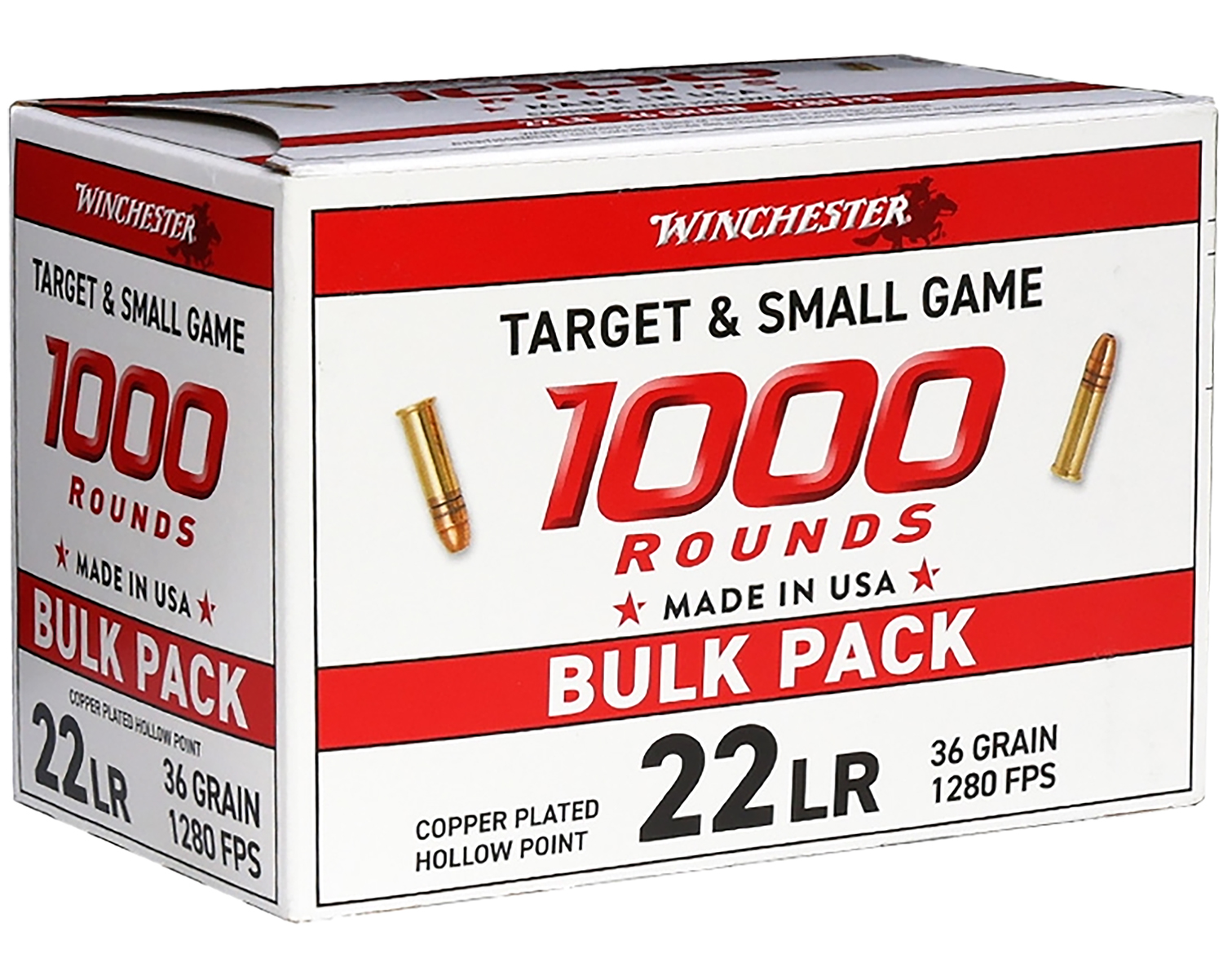 Winchester Ammo 22LR1KHP 22LR 36gr Plated Hollow Point 1000 Per Box/2 Case