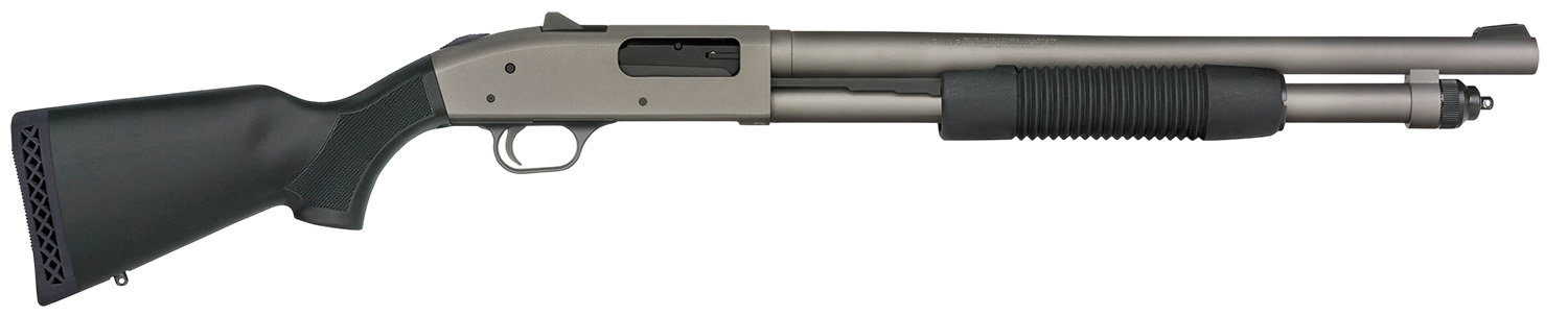Mossberg 50790 590A1 Pro 12 Gauge 6+1 18.50" Tungsten Gray Cerakote Barrel & Steel Drilled & Tapped Receiver, Black Synthetic Stock