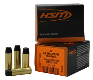 HSM 44M19N 44RemMag Subsonic 400gr Hard Cast Long Flat Nose 20 Per Box/20 Case