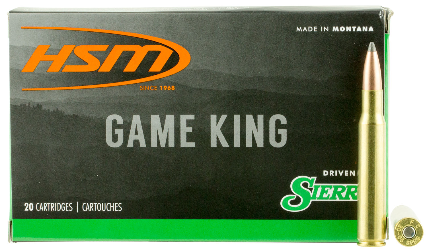HSM 300640N Game King 30-06 Springfield 165 gr Sierra GameKing Spitzer Boat Tail 20 Per Box/ 20 Case