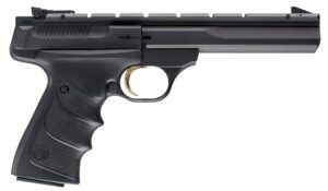 Browning 051421490 Buck Mark Contour *CA Compliant 22 LR 10+1 5.50" Black Contoured Barrel, Matte Blued Aluminum Frame & Receiver w/Rail, Black Overmolded Grip, Right Hand